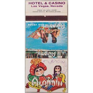Vtg Aladdin Hotel Casino Las Vegas NV Matchbook Cover Pool Photo Cartoon Genie